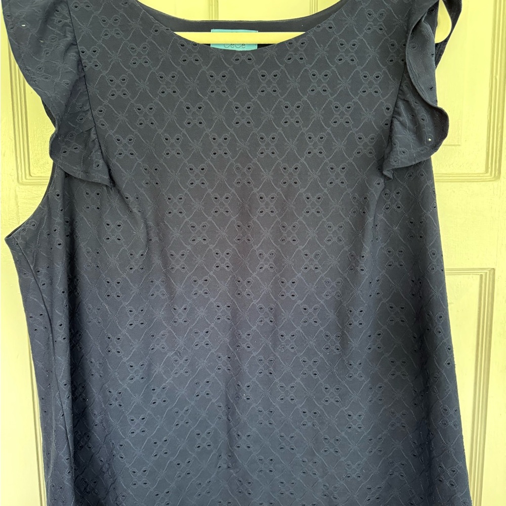 CeCe brand Navy Eyelet Women's Top